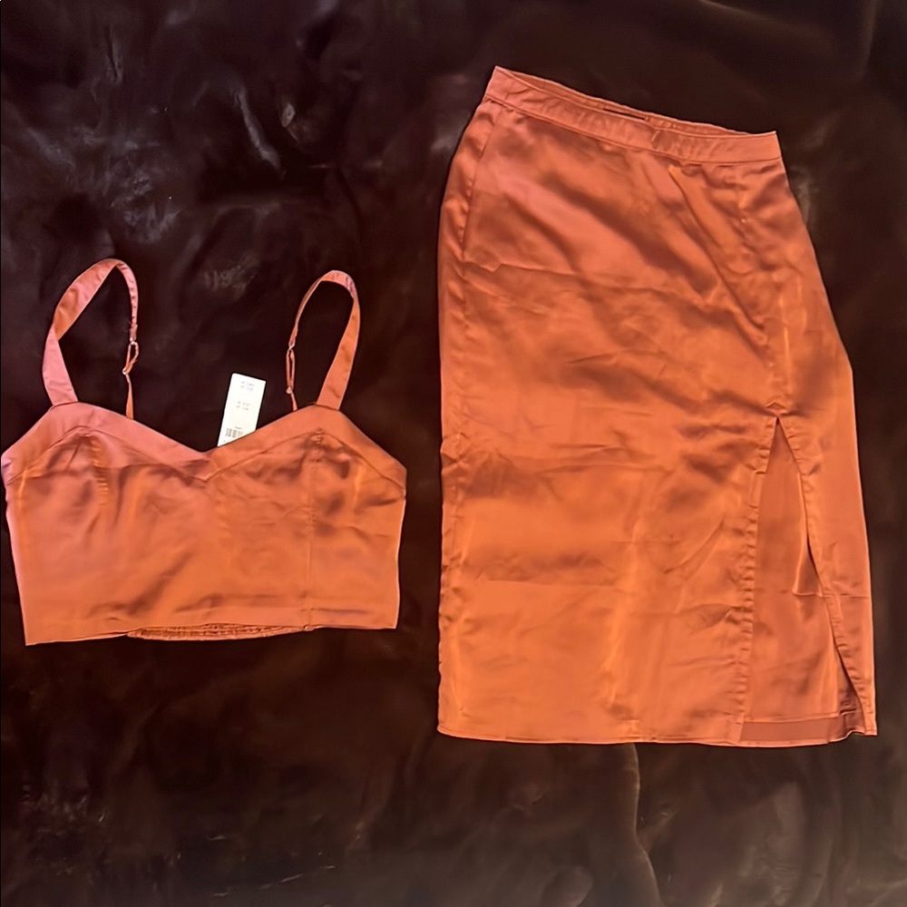 Elegant Rust Skirt Set